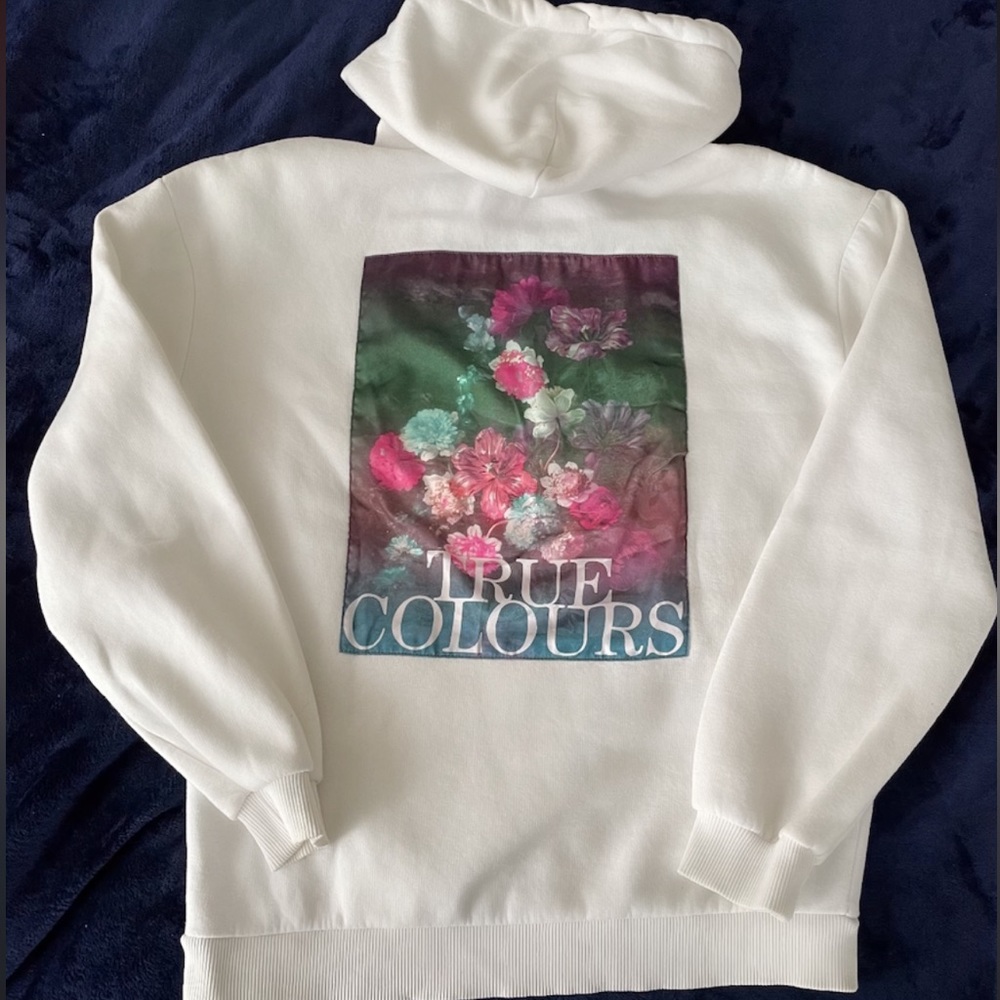 Urban Outfitters White Hoodie Size S  - True Colors silk motif - Picture 2 of 5